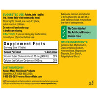 Thumbnail for Nature Made Calcium 500 mg with Vitamin D3, Calcium and Vitamin D Supplement for Bone Support, 130 Tablets