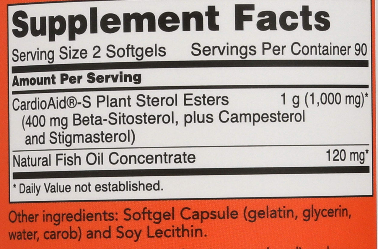 NOW FOODS SPO Beta-Sitosterol Plant Sterols with Fish Oil, 180 Count