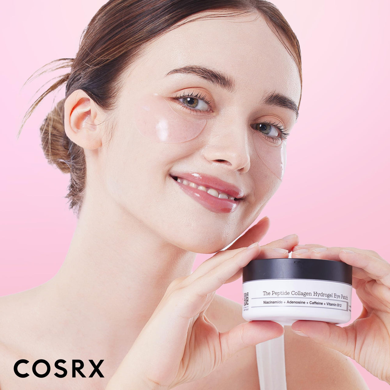 COSRX Pink Peptides Collagen Hydrogel Eye Patch for Puffy Eyes and Dark Circles, Under Eye Mask, 60 Under Eye Patches, Korean Skin Care