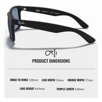 Thumbnail for Ray-Ban RB4165F JUSTIN CLASSIC LOW BRIDGE FIT POLARIZED Square Shaped Sunglasses for Men & Women – Includes Official Rayban Eyewear Kit – Ideal Formal & Casual Wear Sunglasses – Blue Mirror Lens