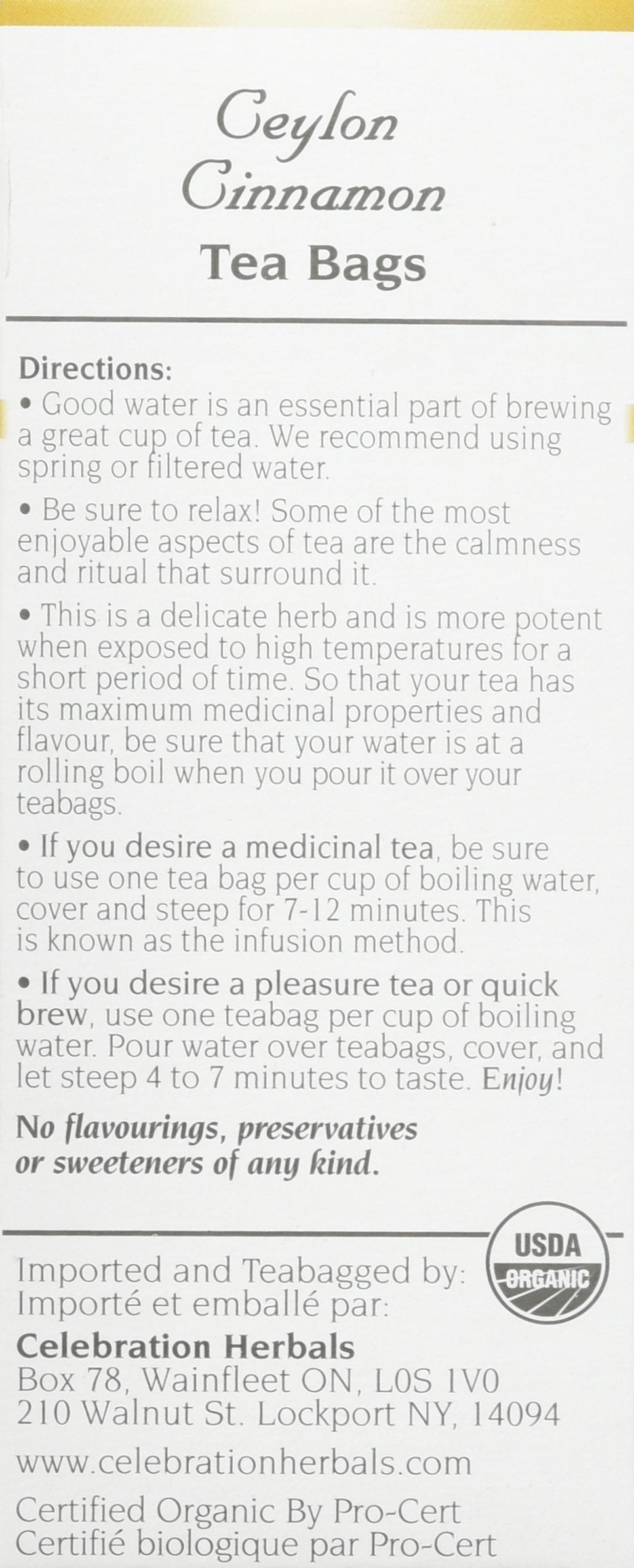 CELEBRATION HERBALS True Cinnamon Organic Tea 24 Bag, 0.02 Pound