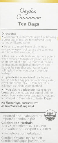 Thumbnail for CELEBRATION HERBALS True Cinnamon Organic Tea 24 Bag, 0.02 Pound