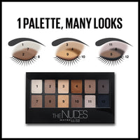 Thumbnail for Maybelline The Nudes Eyeshadow Palette Makeup, 12 Pigmented Matte & Shimmer Shades, Blendable Powder, 1 Count