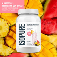 Thumbnail for Isopure Clear Whey Isolate Protein Powder, Lactose Free, Gluten Free, Naturally Flavored, Tropical Punch, 20g Protein Per Serving, 1.9 Lbs, 36 Servings (Packaging May Vary)