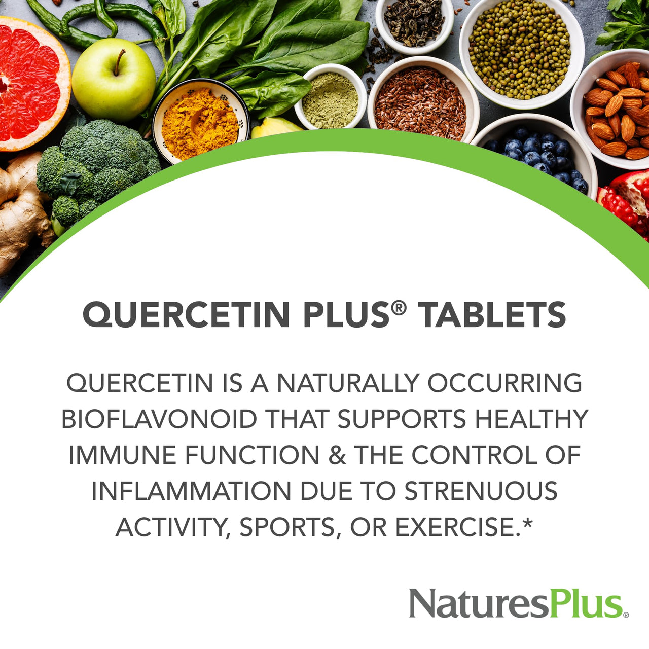 NaturesPlus Quercetin Plus with Vitamin C & Bromelain - 60 Vegetarian Tablets - Allergy Relief Supplement - Immune, Antioxidant & Anti-Inflammatory Support - Gluten Free - 30 Servings