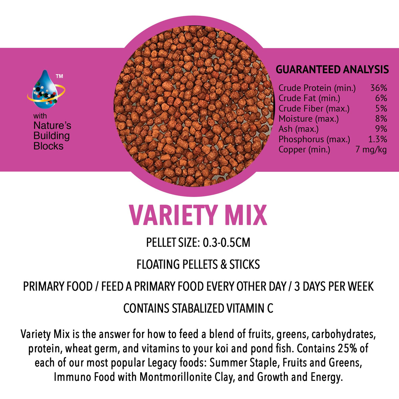 MICROBE-LIFT MLLVMSM Variety Mix Floating Fish Food Pellets and Sticks for Ponds, Water Gardens, and Fountains, for Live Goldfish and Koi, 11 Ounces