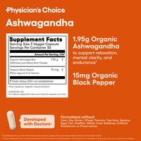 Thumbnail for Physician's CHOICE Ashwagandha Supplement - 1950mg of Bioavailable Organic Ashwagandha Root Powder - Black Pepper Extract, Stress Support, Mood Support Supplement, 90 Veggie Capsules