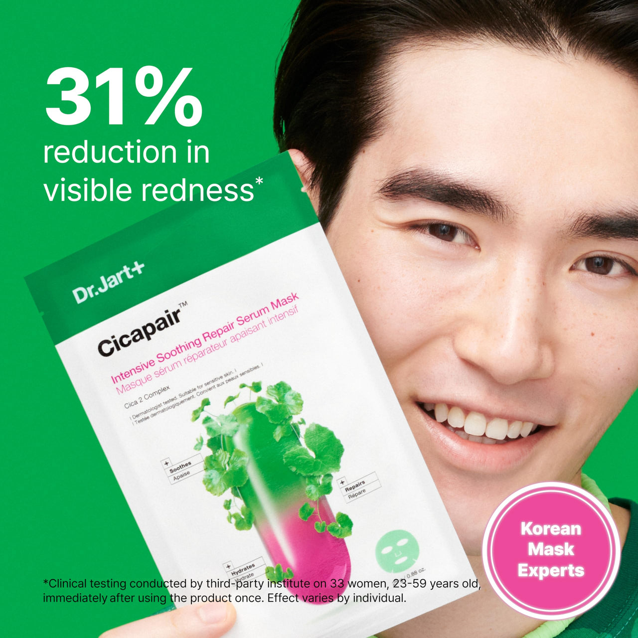 Dr.Jart+ Cicapair Sensitive Skin Serum Korean Face Mask for Redness with Centella Asiatica | Sheet Mask | Korean Skin Care | Travel Size, 1 Pack