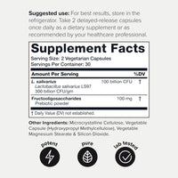 Thumbnail for 100 Billion CFU Lactobacillus Salivarius Probiotic - Highest Verified CFU Count - Third-Party Lab Tested for Potency - 60 Vegetarian Capsules - 30 Servings - TQ Verified