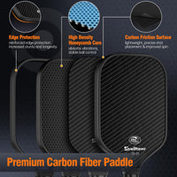 Thumbnail for Carbon Fiber Pickleball Paddle, Carbon Fiber Surface (CFS) Pickle Ball Paddles with 16mm Honeycomb Core, Lightweight, Shock-Absorbing Paddle with Anti-Slip Grip, Ideal for Novice & Pro Players