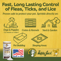 Thumbnail for Happy Jack Flea and Tick Powder for Dogs & Puppies, Flea Powder for Flea Treatment & Control, Kills Pests, Ticks & Lice, Odorless & Non-Staining, Dust on Sleeping Quarters & Dogs (5 oz)