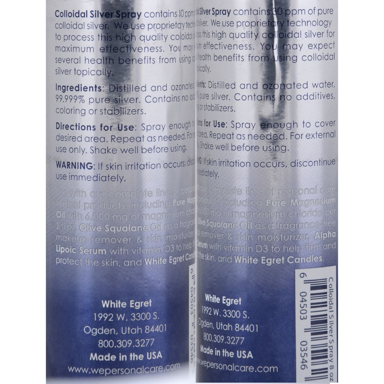 White Egret Skin Care Colloidal Silver Spray, 8 Ounce