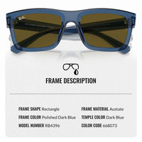 Thumbnail for Ray-Ban RB4396 Warren Bio-Based Rectangle Shape Sunglasses for Men and Women- Timeless Classic Sun Glasses with Modern Elegance - Premium UV Protection - Designer Men's and Women's Sunglasses