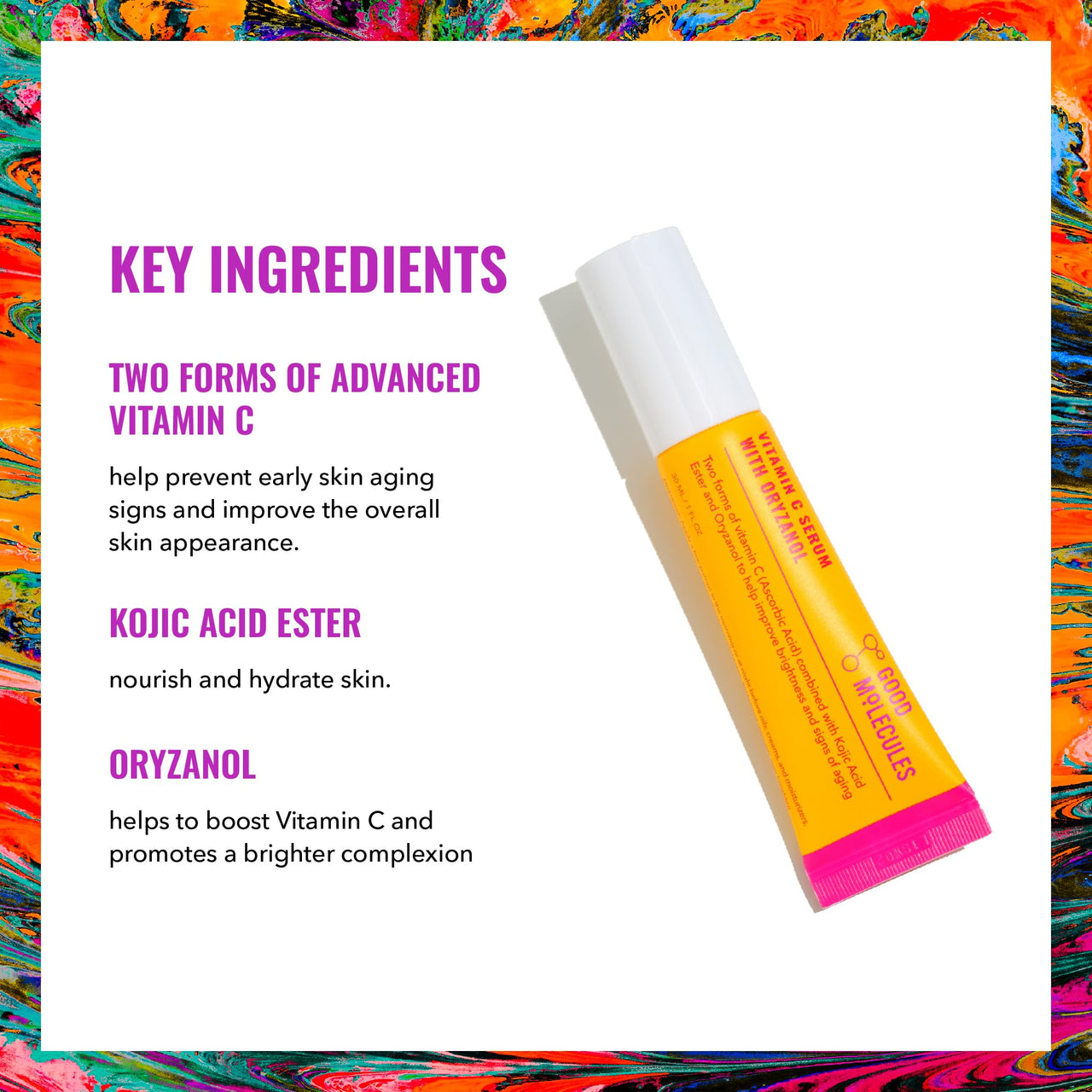 Good Molecules Vitamin C Serum with Oryzanol - Face Serum to Promote Even Skin Tone, Anti-Aging, and Brightening - Skin Care for Face