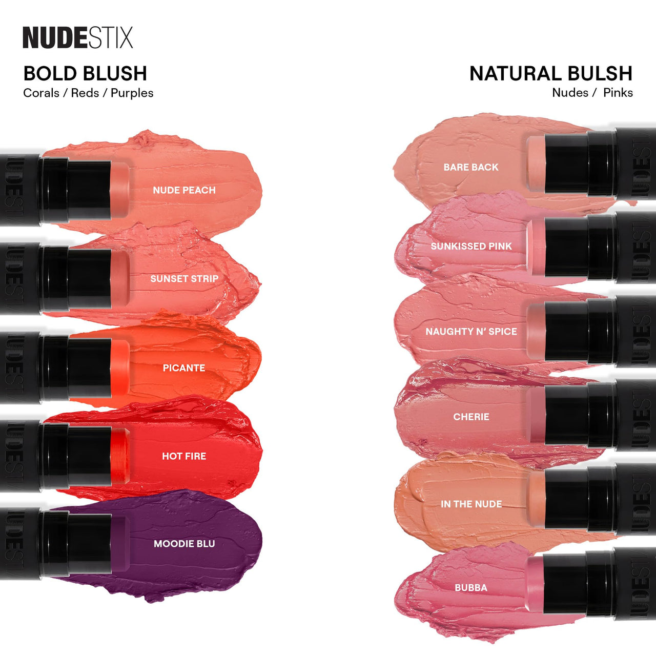 Nudestix Nudies Blush Stick – 3-in-1 Cream Blush for Cheeks, Eyes & Lips with Built-In Brush | Soft Matte Finish for a Natural Flush | Clean, Vegan & Travel-Friendly Makeup (Moodie Blu)