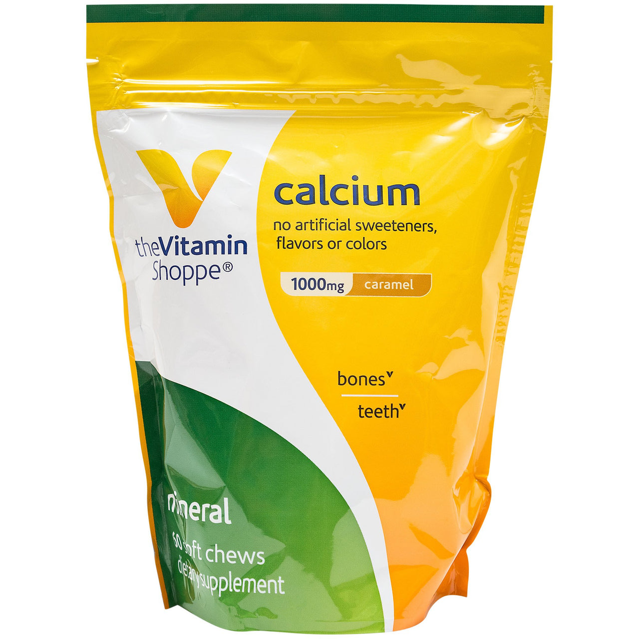 Calcium Chews 1,000mg, Caramel Flavored Chews – Mineral Essential for Healthy Bones Teeth, No Artificial Sweeteners – with Vitamin K1 D3 (60 Chews) by The Vitamin Shoppe