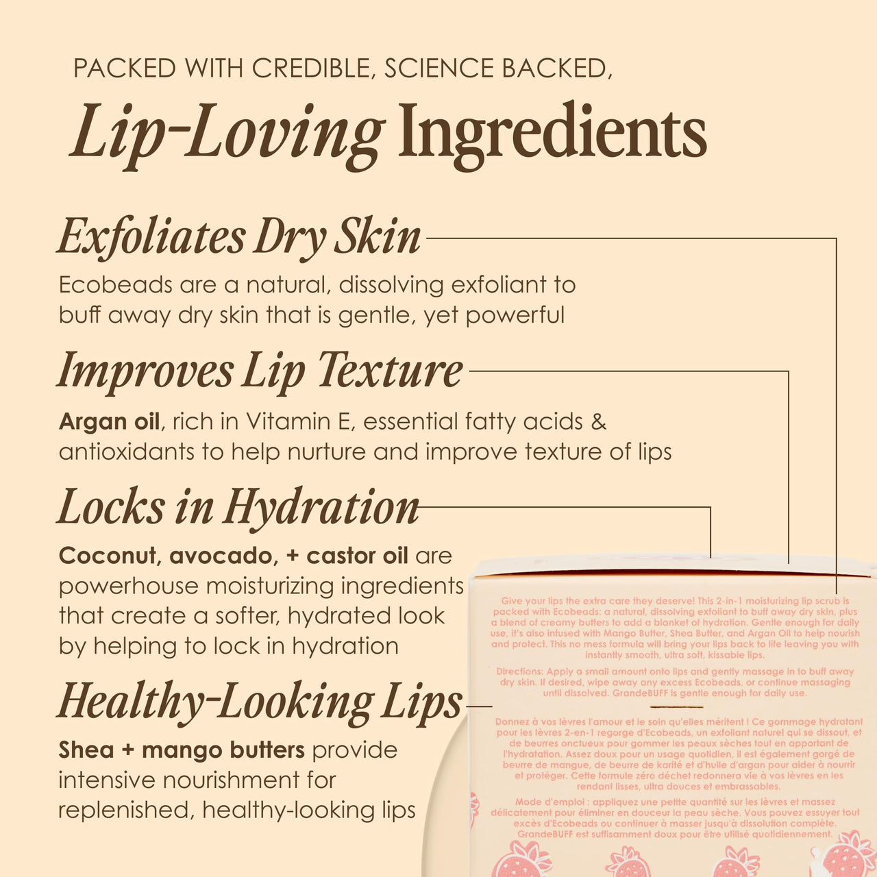 Grande Cosmetics GrandeBUFF Moisturizing Lip Scrub, 0.53 Fl Oz