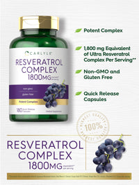 Thumbnail for Carlyle Resveratrol Complex - 180 Capsules - Trans Resveratrol Supplement with Grape Seed Extract - Non GMO, Gluten Free