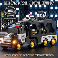 Thumbnail for JUKUDAHU Police Truck Toy for 3 4 5 6 Years Old Boys - Carrier Vehicle Toy Set with 3 Small Cars and 1 Helicopter, Kids Firction Powered Car for Age 3-9, Gifts for Boys and Girls