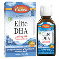 Thumbnail for Carlson - Elite DHA, 2270 mg DHA, Professional Strength, Norwegian Fish Oil Concentrate, Cognitive Function & Vision Support, Orange, 100 mL
