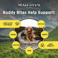 Thumbnail for Majesty's Buddy Bites Hip and Joint Wafers for Medium / Large Dogs - Superior Support Supplement - Peanut Butter and Coconut Oil Flavored - 56 Count (Up To 8 Week Supply)