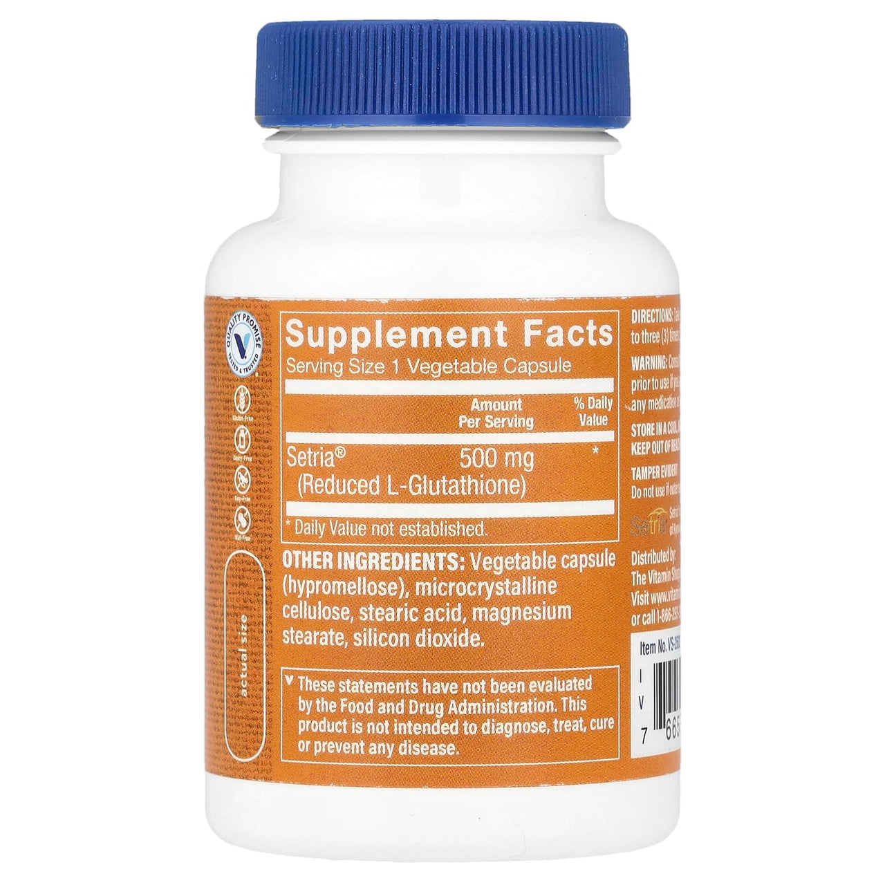 The Vitamin Shoppe Reduced Gluthathione 500MG, Antioxidant Supplement That Supports Immune Cellular Health (60 Capsules)