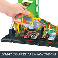 Thumbnail for Hot Wheels City Track Set, Super Recharge Fuel Station Playset with EV Chargers & 1:64 Scale Toy Car