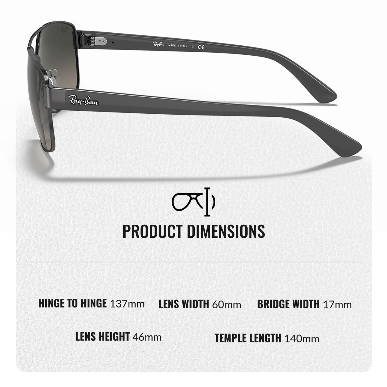 Ray-Ban RB3663 Square-Round Shaped Non-Polarized Sunglasses for Men – Includes Official RAYBAN Eyewear Kit – Ideal Formal & Casual Wear Sunglasses – Grey Gradient Lens
