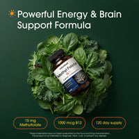 Thumbnail for NatureBell Methyl Folate 15mg - 240 Capsules - 5-MTHF with Methyl B12-15mg L-Methylfolate & 1,000mcg Vitamin B12 - Energy & Cognitive Support Supplement* - Gluten-Free & Non-GMO