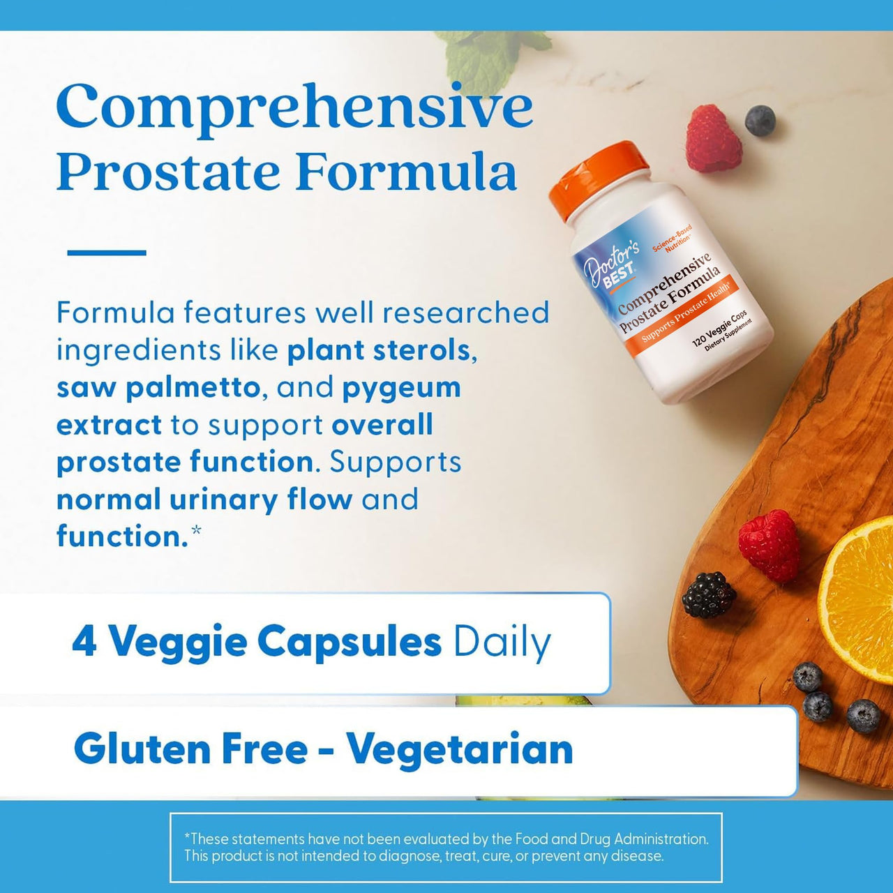 Doctors Best Comprehensive Prostate Formula with SelenoExcell and CardioAid, Supports Prostate Health, Gluten Free, Vegetarian 120 Veggie Caps