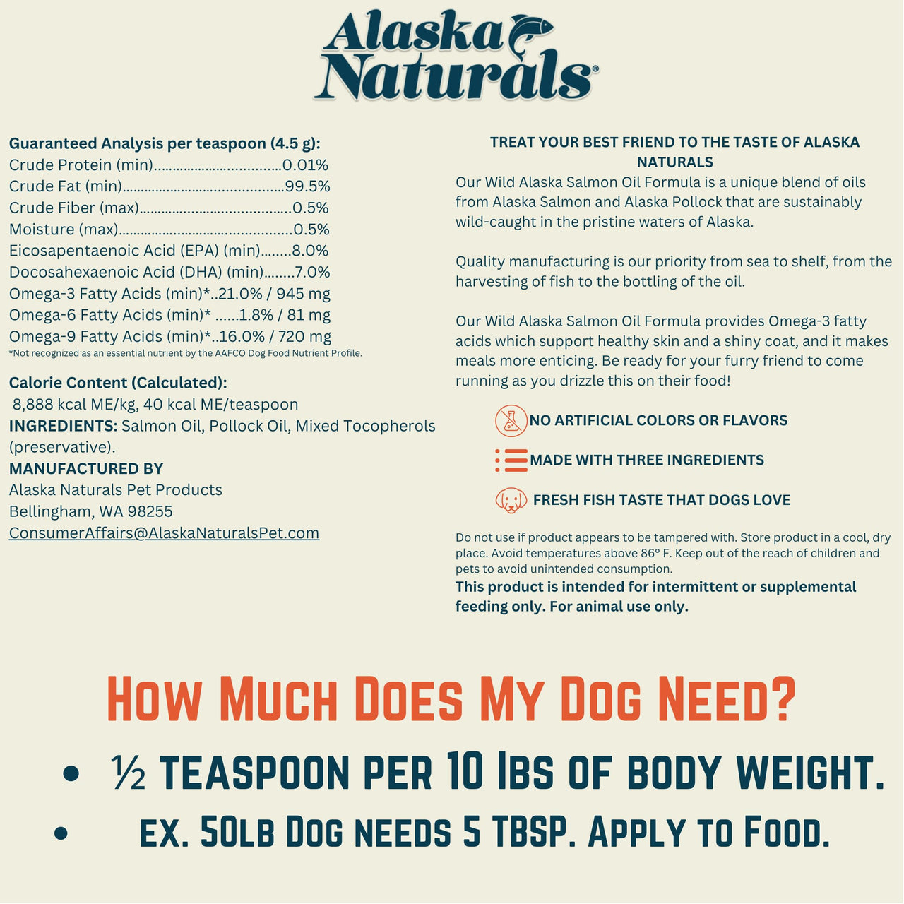 Alaska Naturals Wild Alaskan Salmon Fish Oil Supplement for Dogs Skin and Coat with EPA DHA Omega 3 Fatty Acids Liquid Food Topper 15.5 oz.