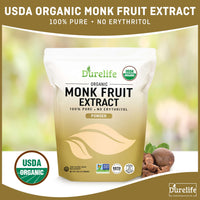 Thumbnail for Durelife Organic 100% Pure Monk Fruit sweetener, No Erythritol, Monkfruit Extract Powder, USDA organic NON-GMO Project Verified, Keto Certified, OU kosher No Fillers Zero Calorie Sugar Substitute 5 OZ