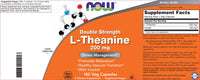 Thumbnail for NOW Foods L-Theanine, Double Strength 200 mg Per Cap - 180 Veg Capsules - Enhanced with 100mg Inositol - Vegetarian, Non-GMO - Ltheanine 200mg Supplement