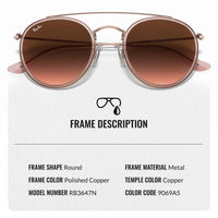 Thumbnail for Ray-Ban RB3647N Round Double Bridge Sunglasses for Men and Women- Timeless Classic Sun Glasses with Modern Elegance - Premium UV Protection & Classic Lenses - Designer Men's and Women's Sunglasses