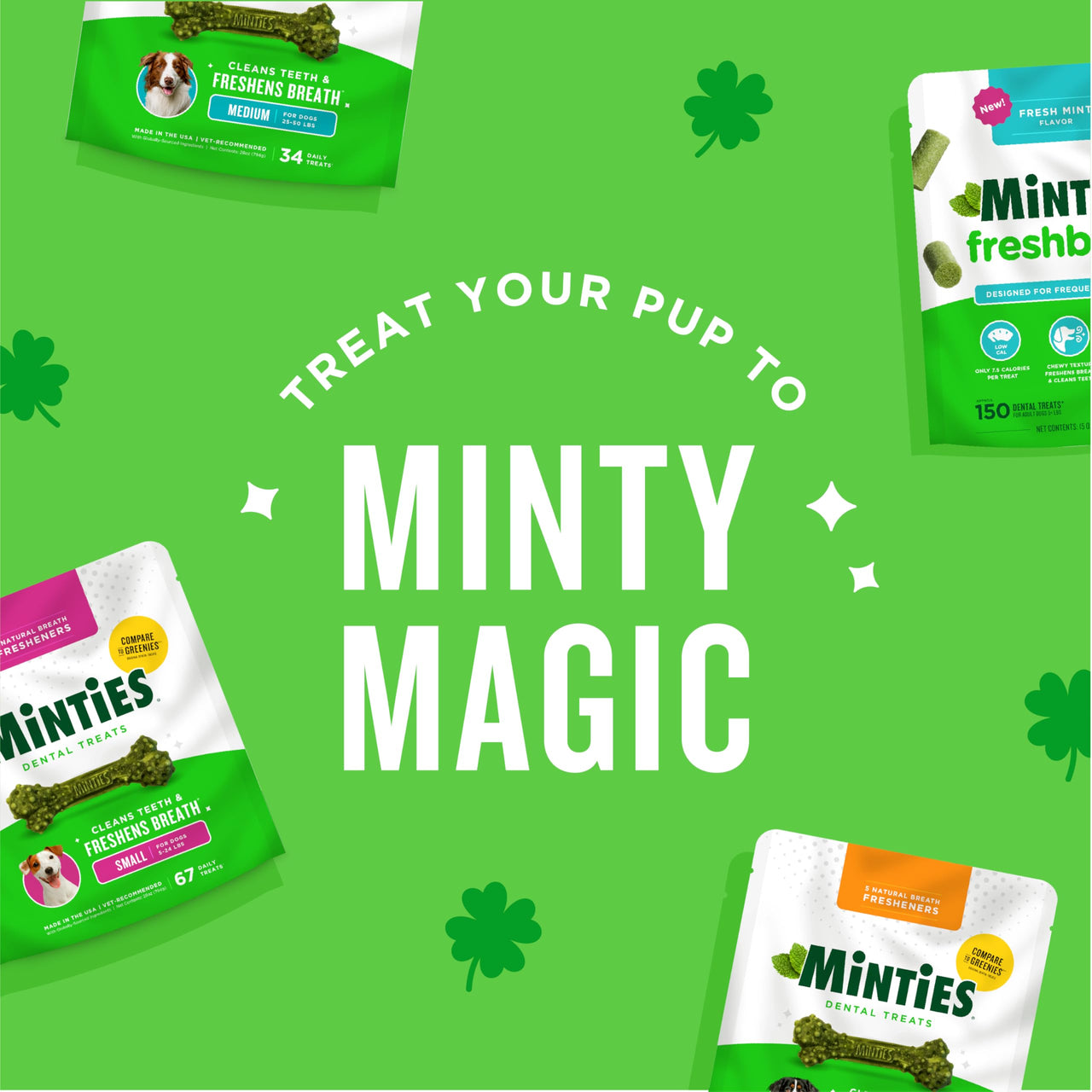 Minties Dental Chews for Dogs, 40 Count, Vet-Recommended Mint-Flavored Dental Dog Treats for Medium Dogs, Bones Clean Teeth, Fight Bad Breath, and Removes Plaque and Tartar
