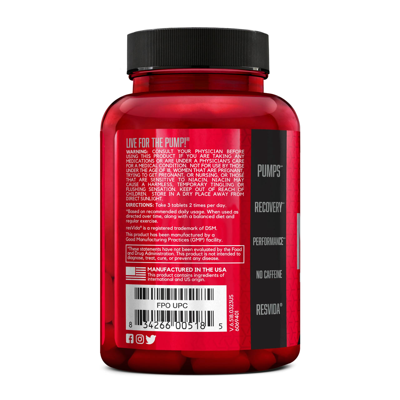BSN NITRIX 2.0, Workout Supplement, Nitric Oxide Precursors, 3g Creatine, 3g L Citrulline, L-Citrulline, Supports Workout Performance, Pumps, Muscle Recovery and Endurance, 90 Tablets, 30 Servings