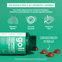 Thumbnail for Goli Pre Pro Postbiotic Gummies - Worlds First 3-in-1 Formula with DE111 Probiotics, XOS Prebiotics, MCC1849 Postbiotics - Vegan, Non-GMO, Gluten-Free
