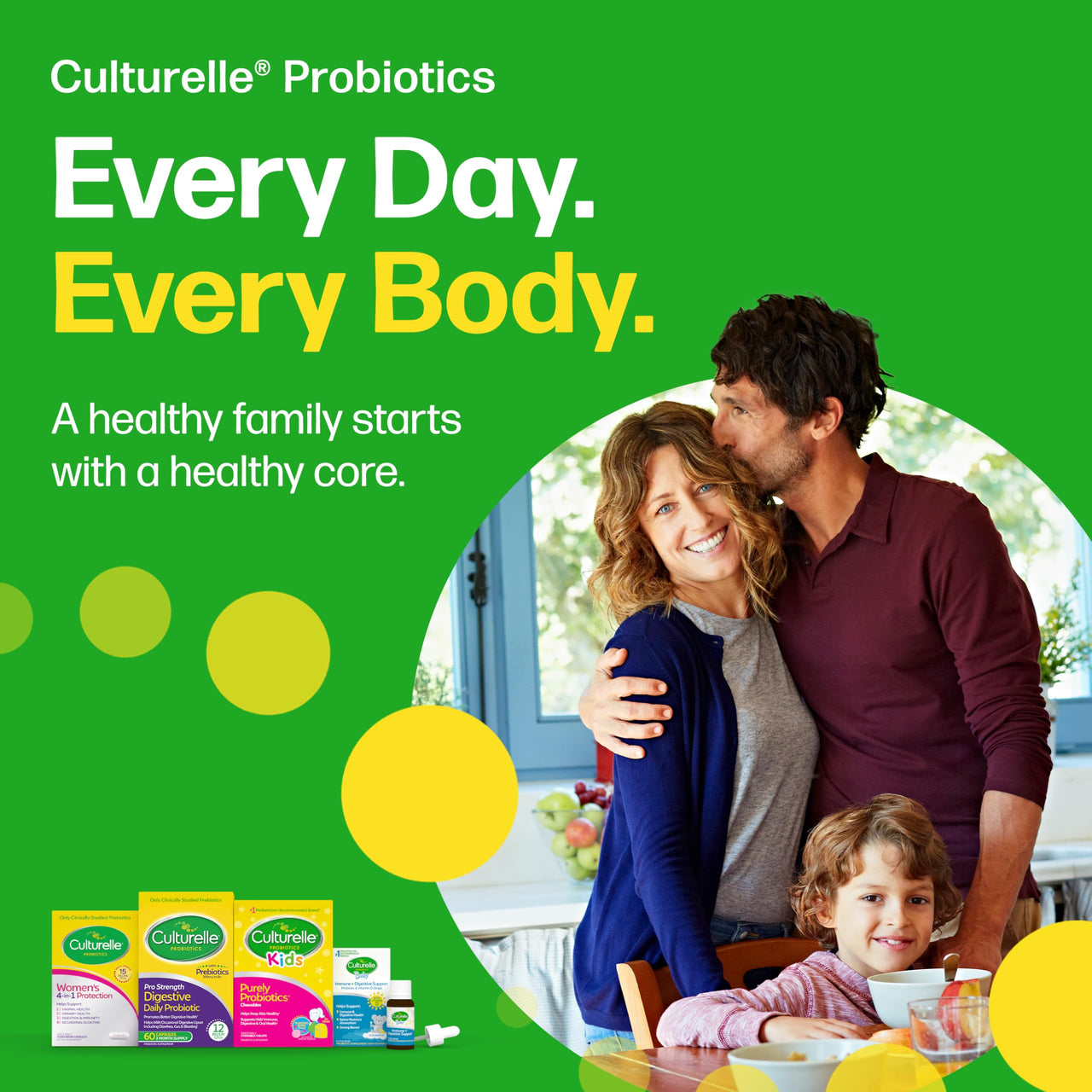 Culturelle Health & Wellness Daily Probiotic Supplement For Men & Women, Helps Support Your Immune System, Occasional Diarrhea, Gas & Bloating, 15 Billion CFUs, Non-GMO, 30 Count