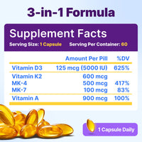 Thumbnail for InnovixLabs Vitamin D3 K2-5000 IU Vitamin D3 Plus 600 mcg Vitamin K2 MK4 and MK7 for Max Calcium Absorption, Supports Bone, Immune, Heart Health, 3rd Party Tested, Gluten Free, 60 Softgels