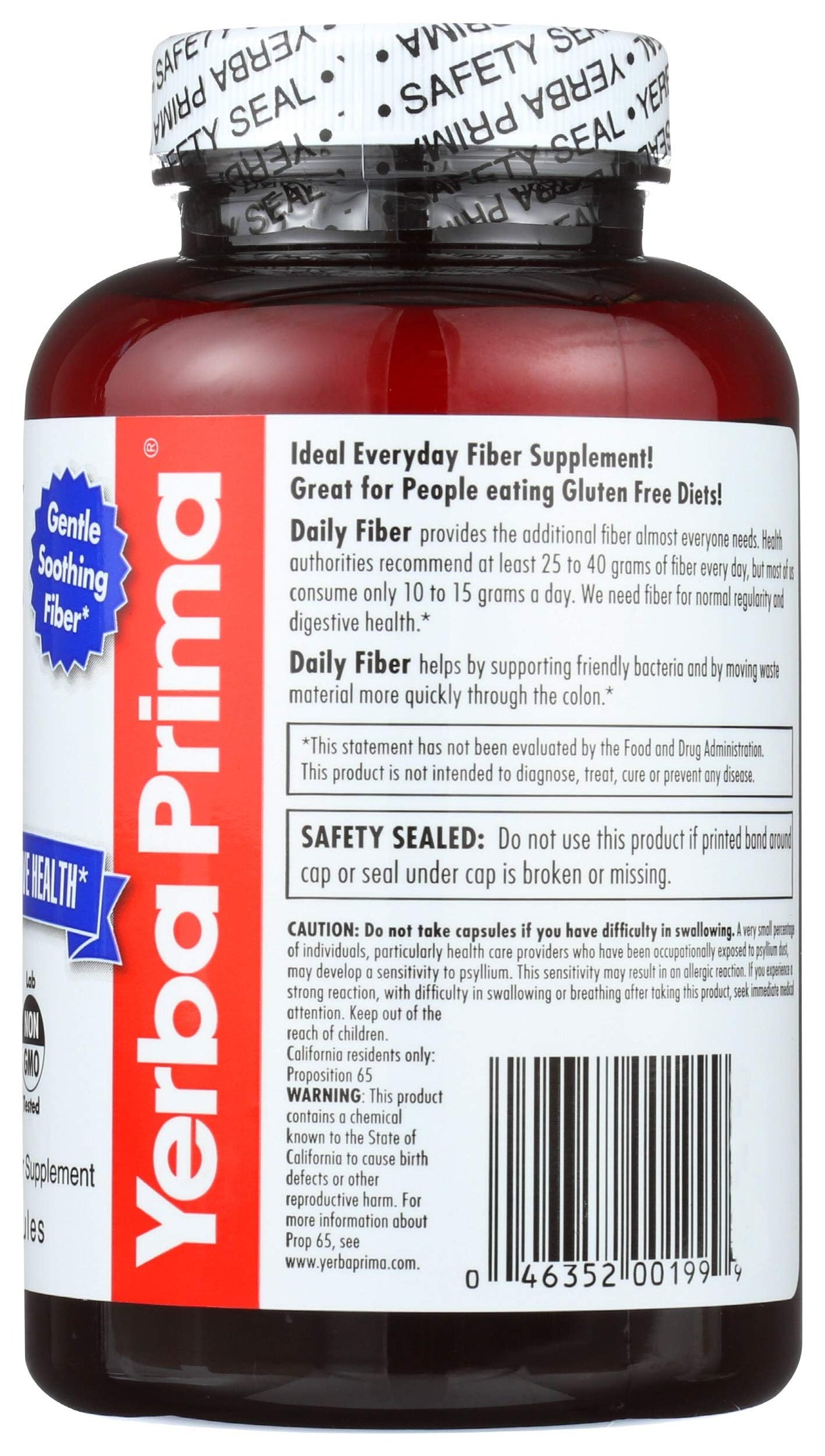 Yerba Prima Daily Fiber, 625mg, 180 Caplets