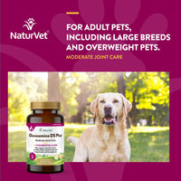 Thumbnail for NaturVet Glucosamine DS Plus Level 2 Moderate Care Joint Support Supplement for Dogs and Cats, Chewable Tablets Time Release, Made in The USA, 60 Count