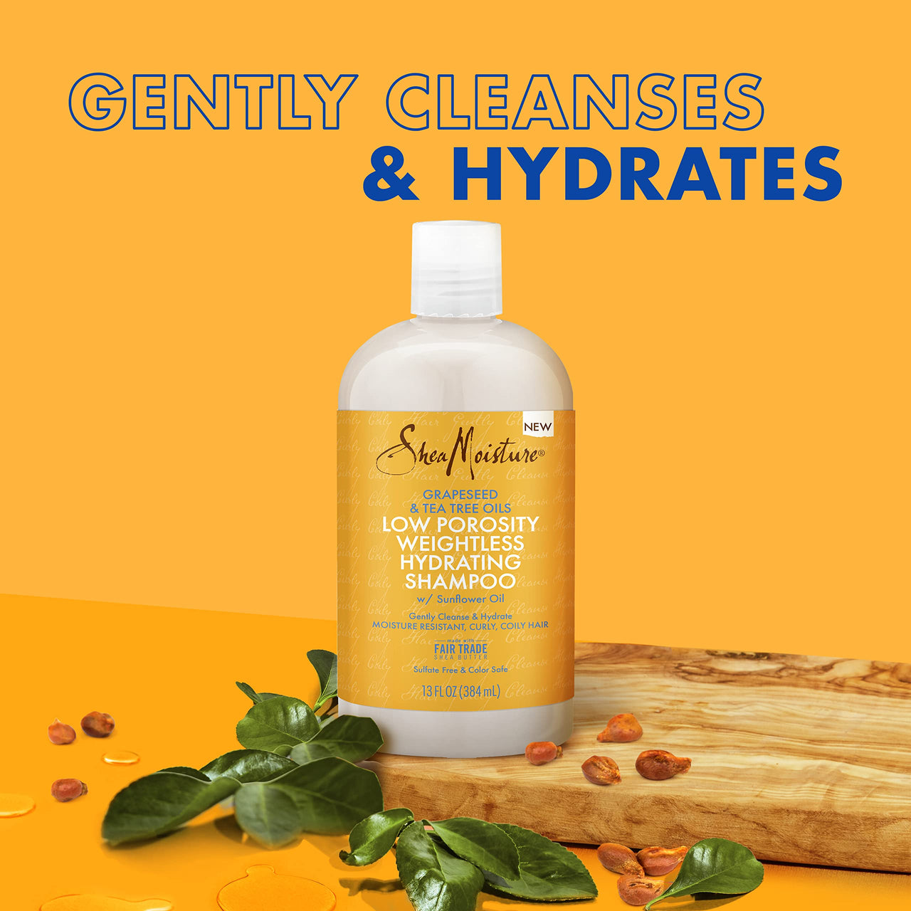 SheaMoisture Low Porosity Weightless Hydrating Shampoo For Moisture Resistant, Curly, Coily Hair Lightweight Hair Shampoo 13 fl oz