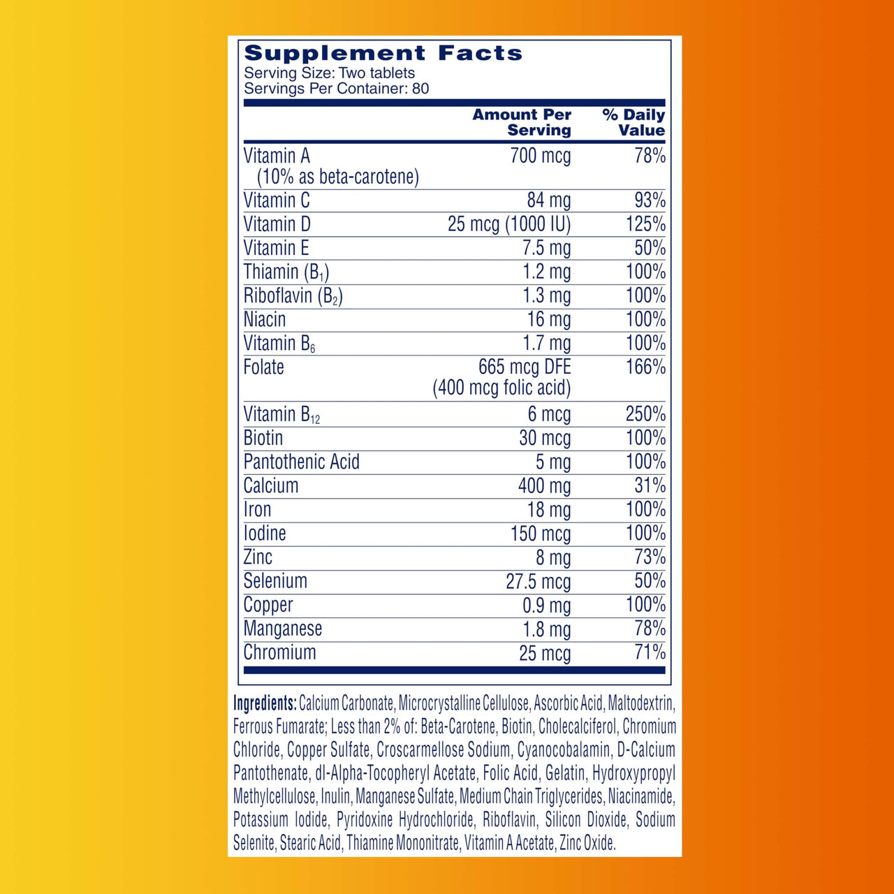 One A Day Women’s Petites Multivitamin,Supplement with Vitamin A, C, D, E and Zinc for Immune Health Support, B Vitamins, Biotin, Folate (as folic acid) & more,Tablet, 160 count