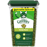 Thumbnail for Greenies Cat Treats, Feline Veterinarian-Recommended Adult Natural Dental Treats, Catnip Flavor, 21 oz. Tub