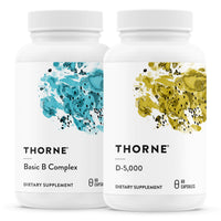 Thumbnail for THORNE - Basic B Complex (60 Capsules) & Vitamin D-5000 (60 Capsules) Bundle - Supports Cellular Energy Production, Brain Health & Healthy Bones - Gluten, Dairy & Soy-Free
