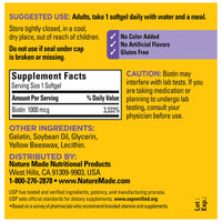 Thumbnail for Nature Made Biotin 1000 mcg Softgels, Biotin Vitamins Dietary Supplement, Supports Healthy Hair & Skin, 120 Softgels, 120 Day Supply