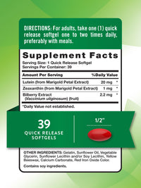 Thumbnail for Nature's Truth Lutein and Zeaxanthin | 20 mg | 39 Softgels | with Bilberry | Non-GMO & Gluten Free Supplement