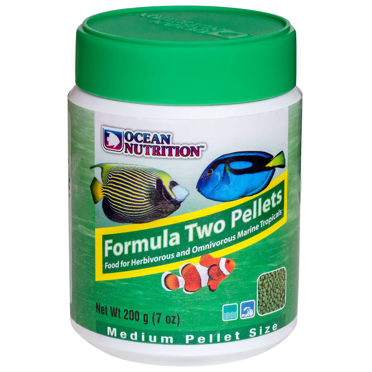 Ocean Nutrition Formula Two Pellets - Fish Food for Herbivorous & Omnivorous Marine Tropical Fish, High Protein(40%) - 7 oz (200 g) Medium Pellets
