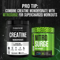 Thumbnail for Jacked Factory Creatine Monohydrate Powder 425g - 5g Daily Creatine Supplement for Men and Women, Vegan-Friendly, Third-Party Tested - 85 Servings, Unflavored