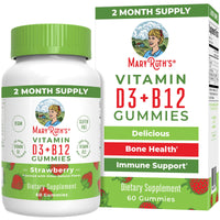 Thumbnail for MaryRuth Organics Vegan Vitamin D3 + Vitamin B12 Gummies | 2 Month Supply | Supports Bone Health | Immune Support Supplement | Energy Supplements | Methyl B12 Vegan Non-GMO Gluten Free | 60 Servings